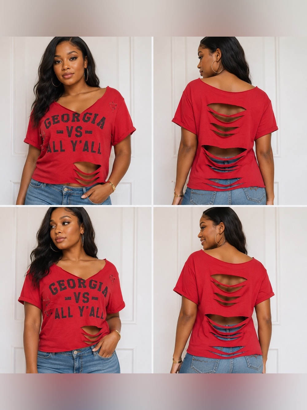Georgia Graphic Distressed red Crop Tee size s/m